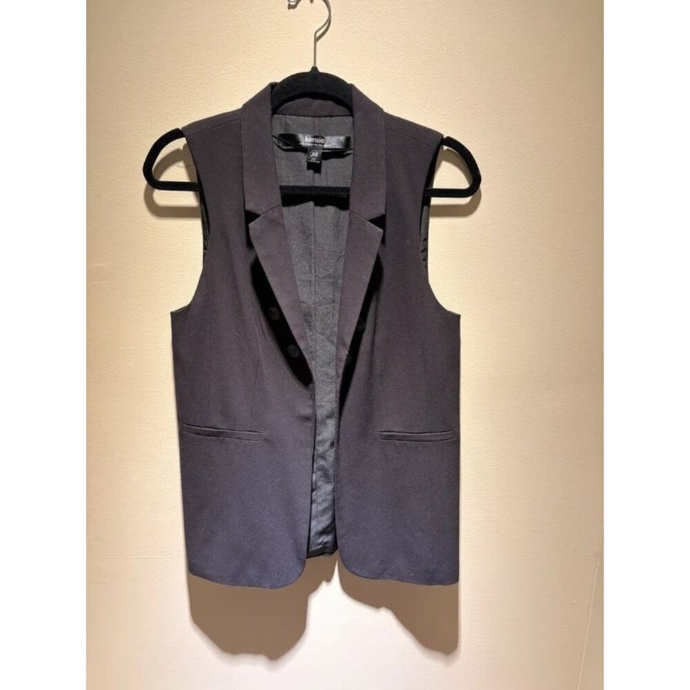 Kensie Long Black Open Vest XS